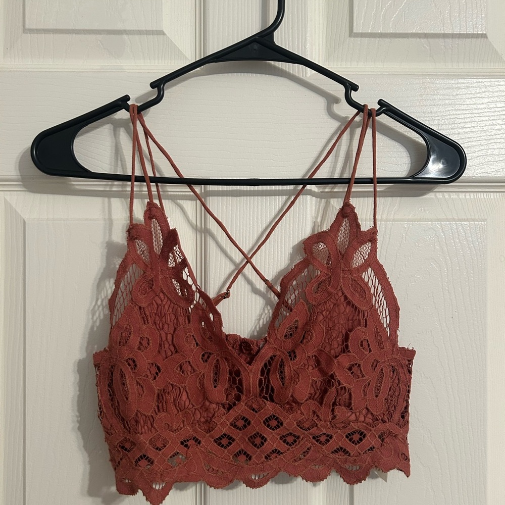 Free People Lace Bralette in Rust